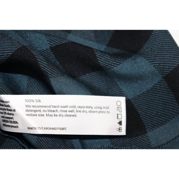 New w/Tags - Eileen Fisher Sleeveless Tunic in Buffalo Printed Silk, Fir, Med - Picture 10 of 14